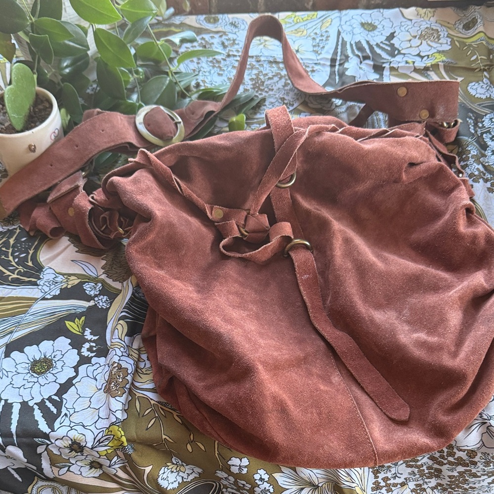 Vintage Free People Suede Festival Crossbody Bag